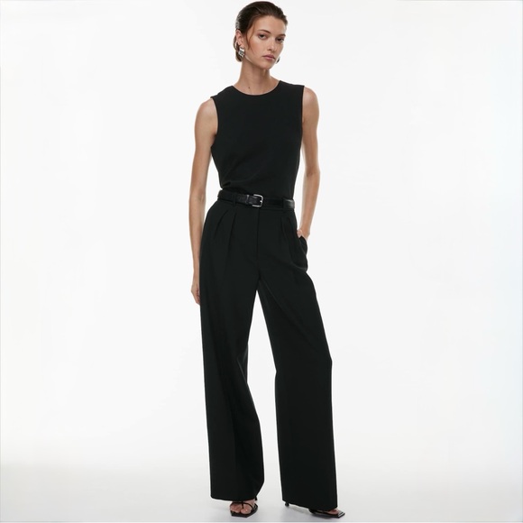 Sunday Best Pants - Aritzia Sunday Best Black Pleated Wide Leg Trousers High Rise 00